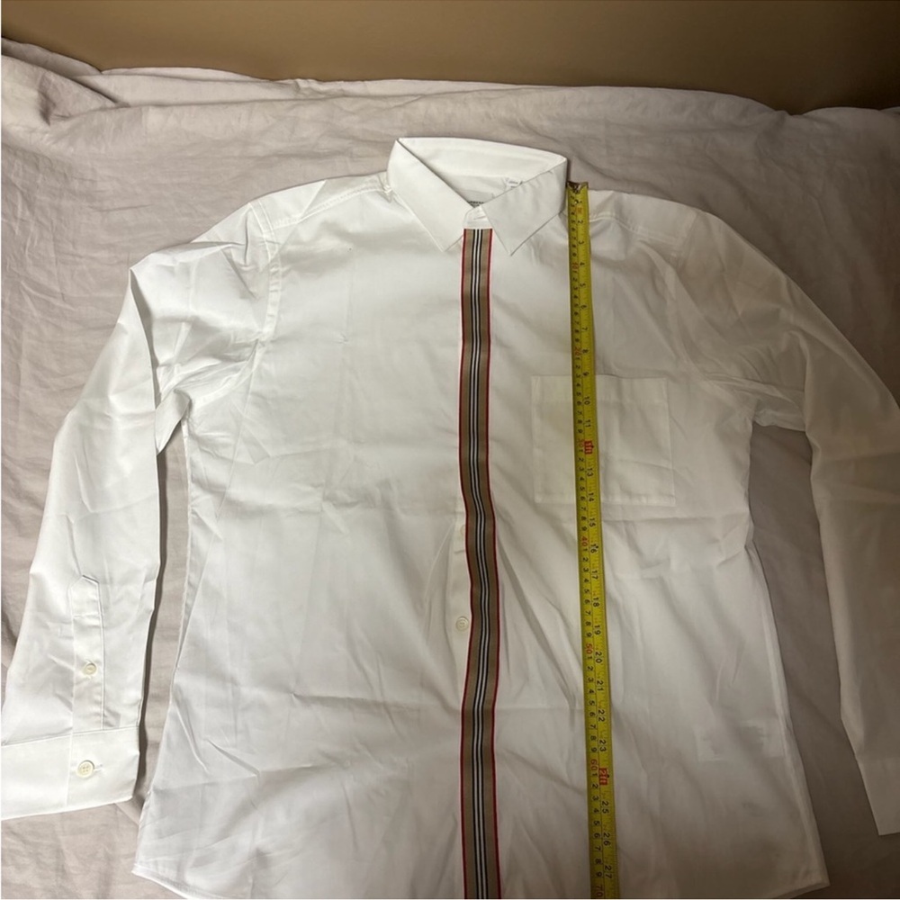 Burberry White Dress Shirt with Signature Center Stripe - Picture 3 of 4